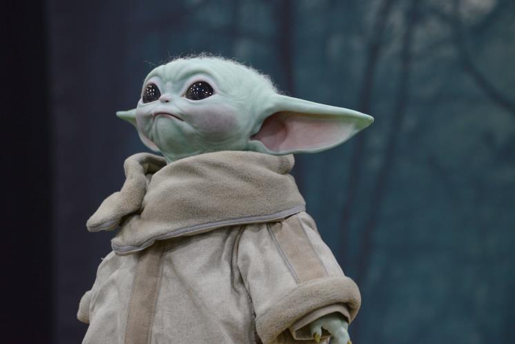 LOS ANGELES, CA - DECEMBER 04: Grogu on display at the Sideshow Collectibles Booth on Day Two of 2021 Los Angeles Comic Con held at Los Angeles Convention Center on December 4, 2021 in Los Angeles, California. (Photo by Jody Cortes/Getty Images)