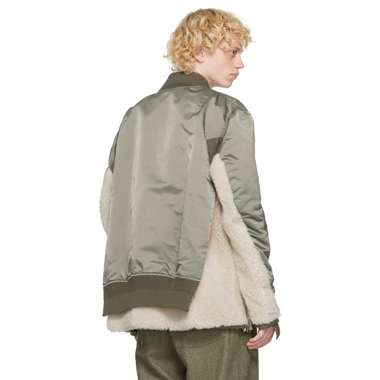 Khaki Nylon & Wool Bomber Jacket, $2,005 USD