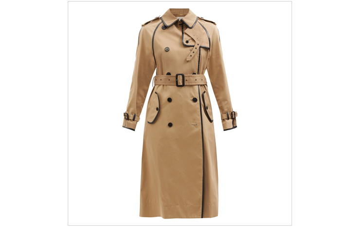 생로랑 & 가죽 트리밍 개버딘 트렌치 코트, $3,955 USD
