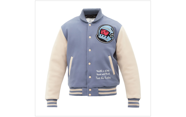 빌리어네어 보이즈 클럽 & 아스트로 로고 아플리케 저지 바시티 재킷, $667 USD
