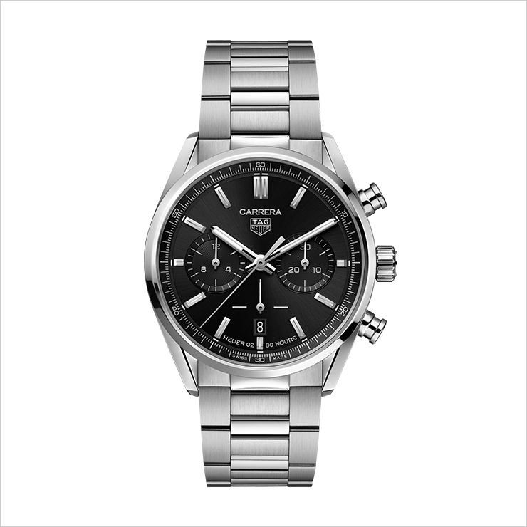 42mm 스틸 케이스, 블랙 다이얼 오토매틱 무브먼트 호이어02 80시간 파워 리저브 스틸 브레이슬릿 ₩6,740,000.