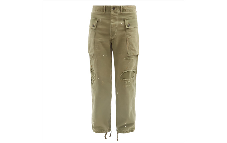 RRL & 디스트레스드 코튼 캔버스 카고 팬츠, $573 USD