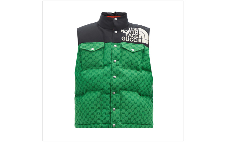 구찌 & X 노스 페이스 GG 자카드 다운 베스트, $2,259 USD