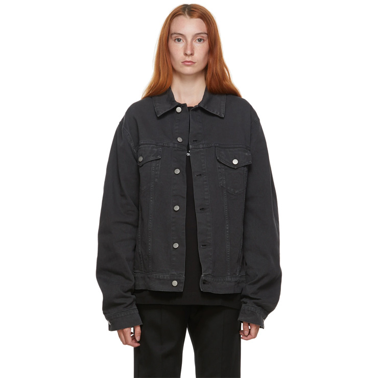 Black Denim Vintage Wash Jacket, $1060 USD