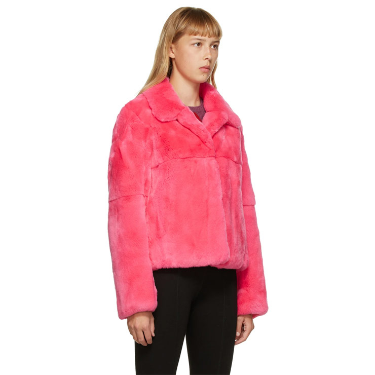 Pink fur crop coat, $1,820 USD