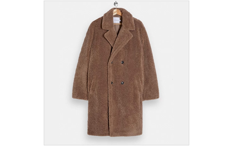 탑맨 테디 보그 더블 브레스트 코트 인 브라운, $143 USD