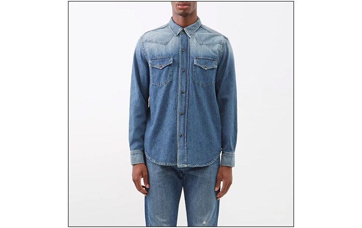닐리 로탄 & 트래비스 플랩 포켓 데님 셔츠, $488 USD