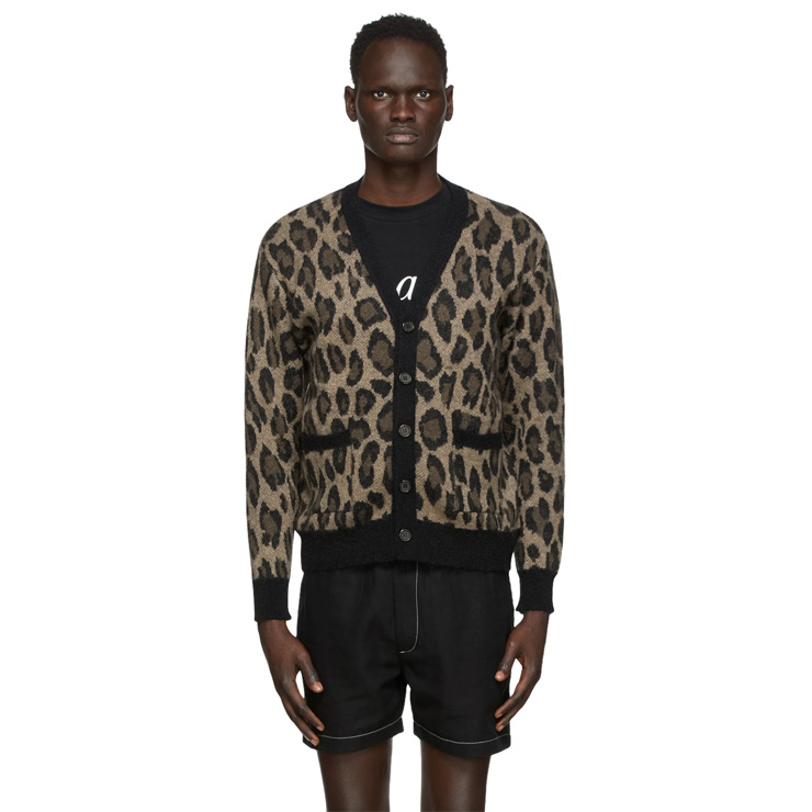 Brown & Black Mohair Leopard Cardigan, $460 USD