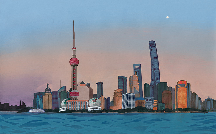 Sunset over Pudong.