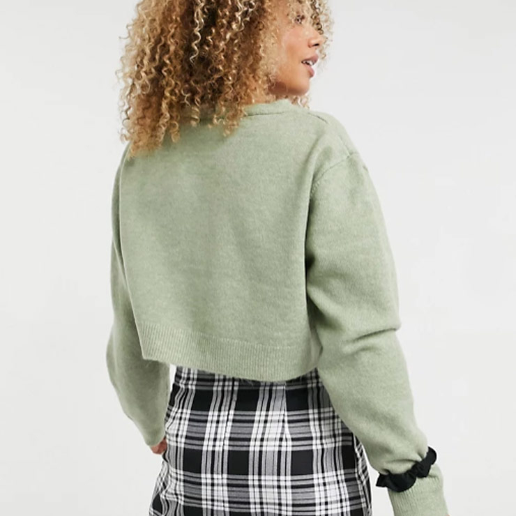 Cropped cardigan in green, $24 USD