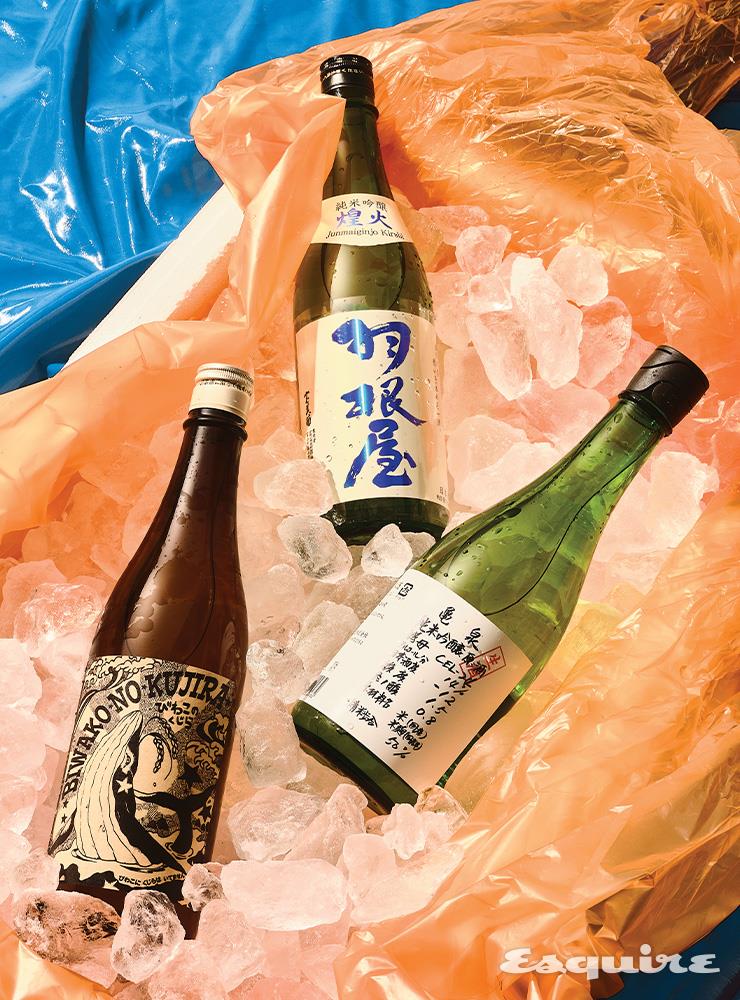 왼쪽부터 20도의 나마겐슈 비와코노쿠지라 7만원대, 청량미가 폭발적인 하네야 준마이긴조 키라비 나마겐슈 6만원대, 여러 단맛이 레이어를 이루는 카메이즈미 준마이긴죠 CEL-24 6만원대.