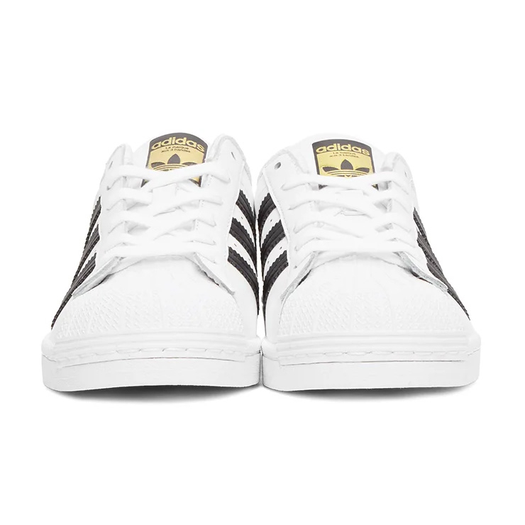 White & Black Superstar Sneakers, $90 USD