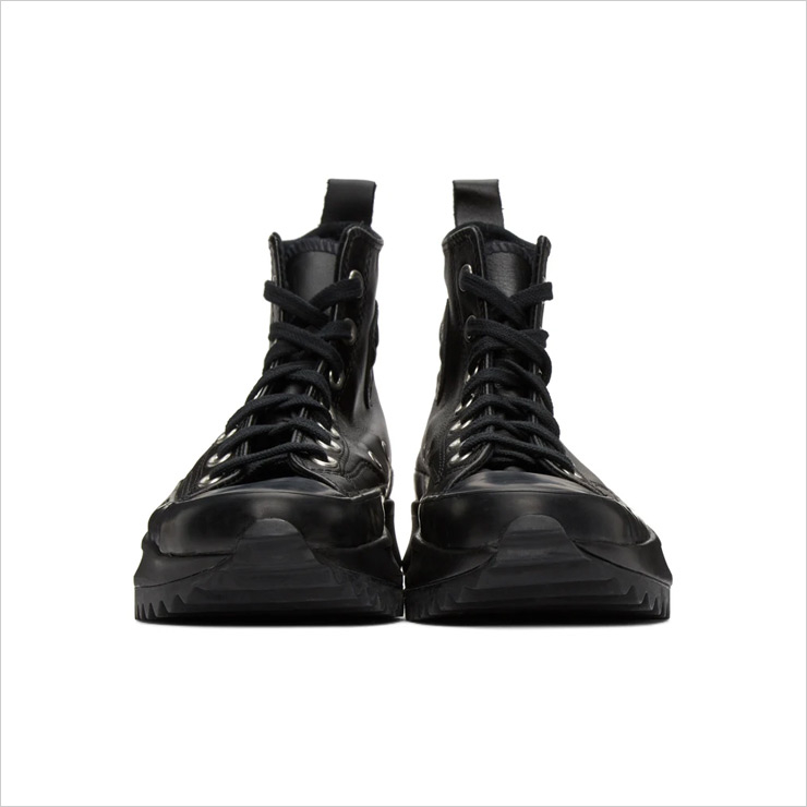 컨버스 블랙 레더 런 스타 하이탑 스니커즈, $135 USD