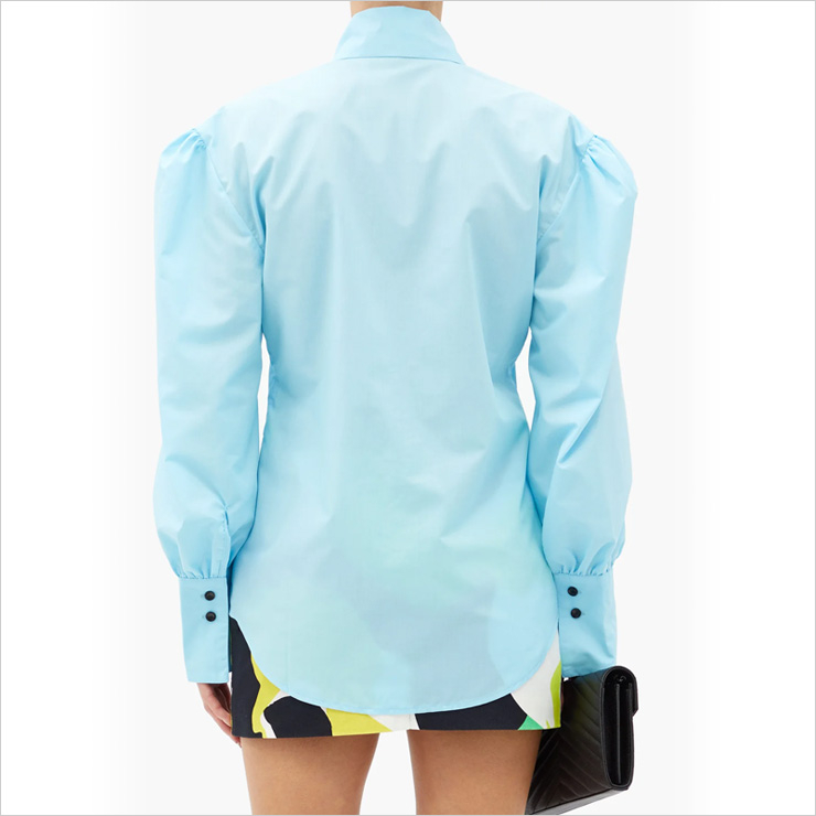 엘진가 주름 슬리브 코튼 블렌드 포플린 블라우스, $351 USD