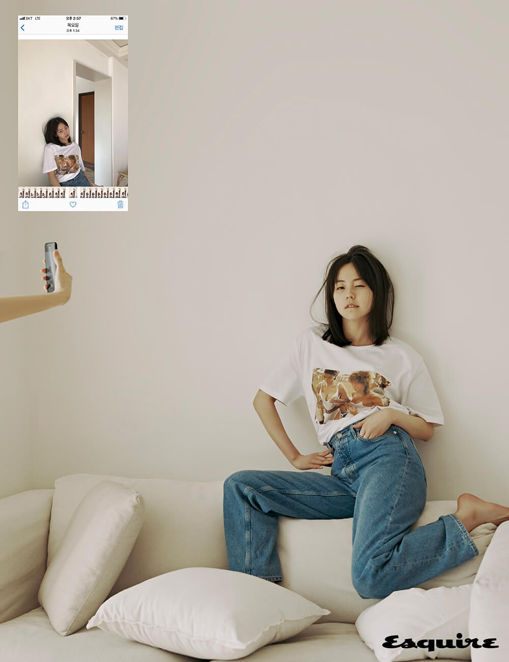 티셔츠 아이디어. 청바지 코스.