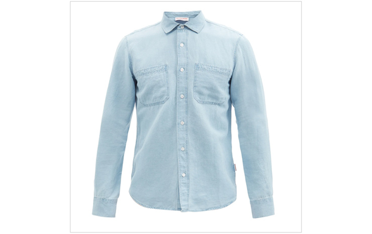 올레바 브라운 & 가일스 리넨 블렌드 데님 셔츠, $276 USD.