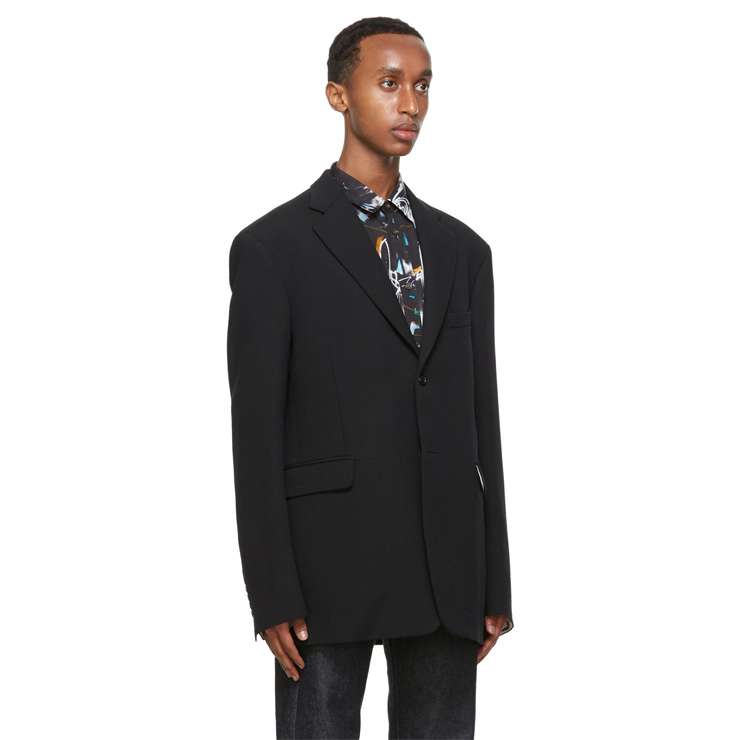 Navy Wool Straight Fit Blazer, $1965 USD