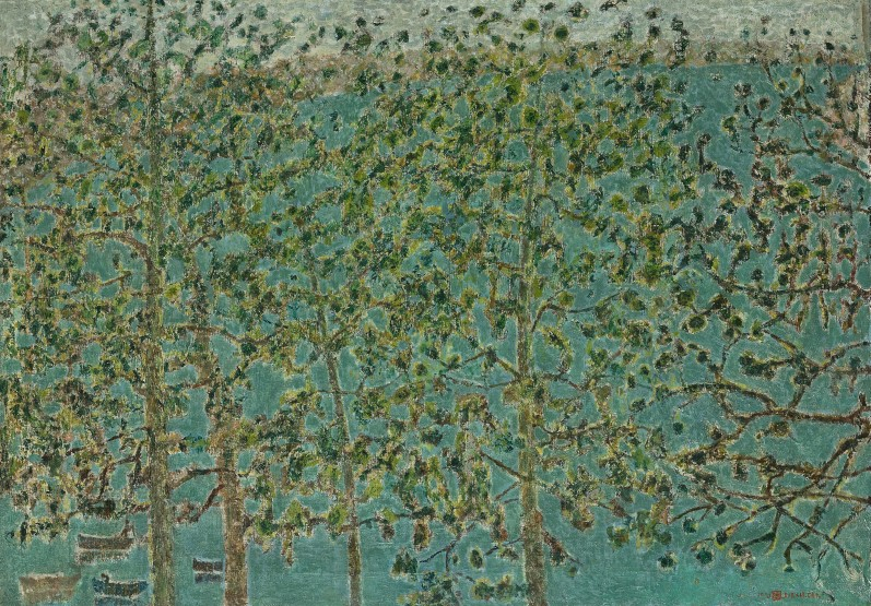 최재덕 <한강의 포플라 나무>, 1940년대, 캔버스에 유채, 65x91cm, 개인 소장