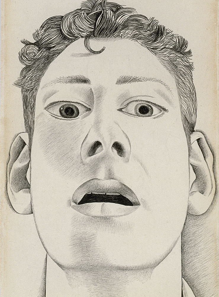 <Startled Man: Self-portrait>(1948), Pencil on paper, 22.9x14.3cm. Private collection