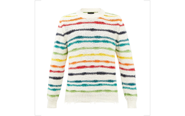알라누이 & 레인보우 스트라이프 니트 코튼 블렌드 스웨터, $638 USD