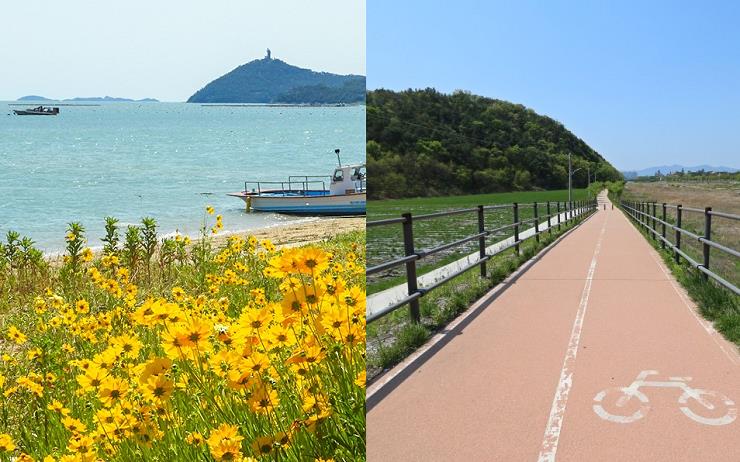 좌: 땅끝자전거길 ⓒ해남 공식블로그, 우: 요천 100리 숲길 ⓒ전라북도 공식블로그