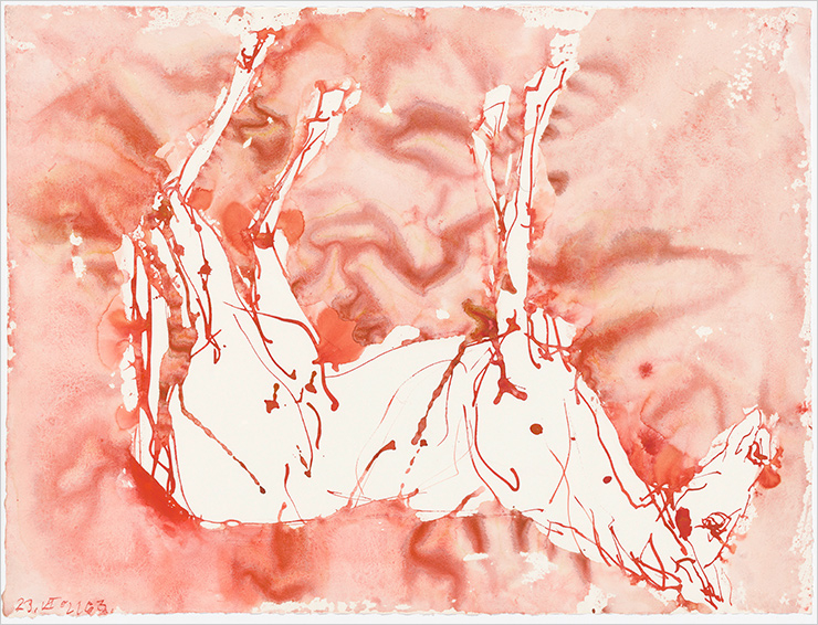 ‘Untitled’, Georg Baselitz, 2021. 바젤리츠는 1960년대에 들어 그림을 뒤집어 그리기 시작하면서 본격적인 유명세를 탔다. 최근 작품은 초기의 강렬하고 선명한 구상성에서 꽤 멀어졌다.