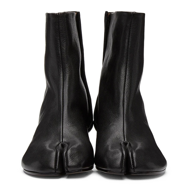 Black Vintage Low Heel Tabi Boots, $1130 USD