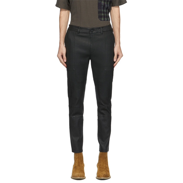 Black Leather Emilio Trousers, $1490 USD