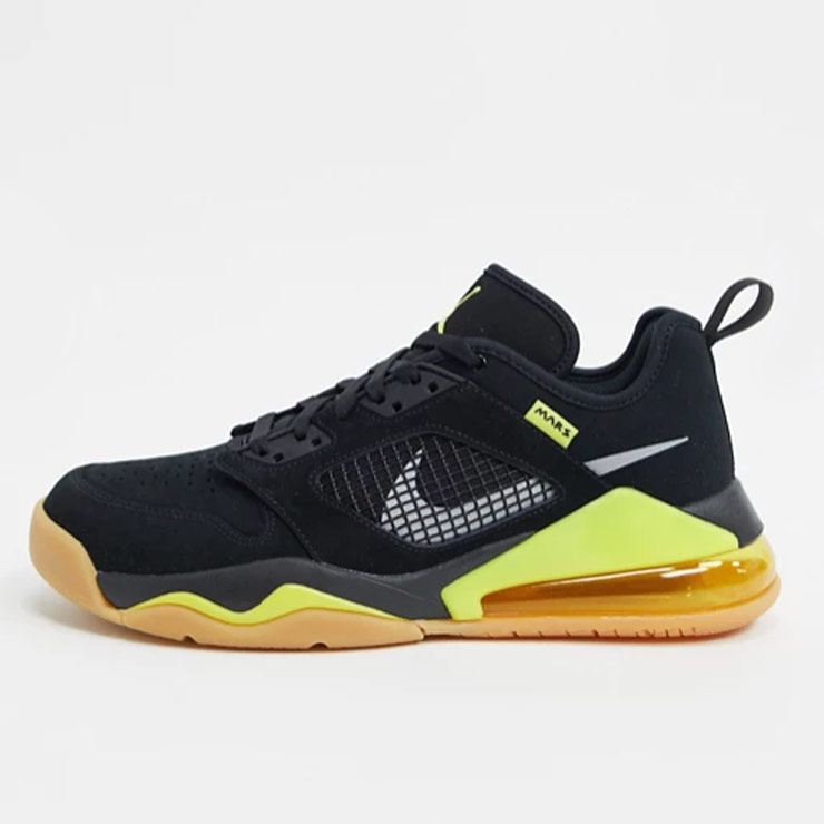 Jordan Mars 270 Low trainers in black/yellow, $206 USD