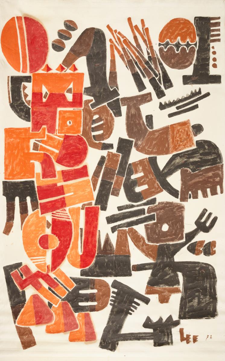 이응노, 구성, 1971, 천에 채색, 230x145cm. ⓒ Ungno Lee_ADAGP, Paris ? SACK, Seoul, 2021 / 국립현대미술관 제공