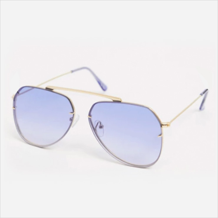 90s aviator sunglasses with nose detail and blue lens, $23 USD