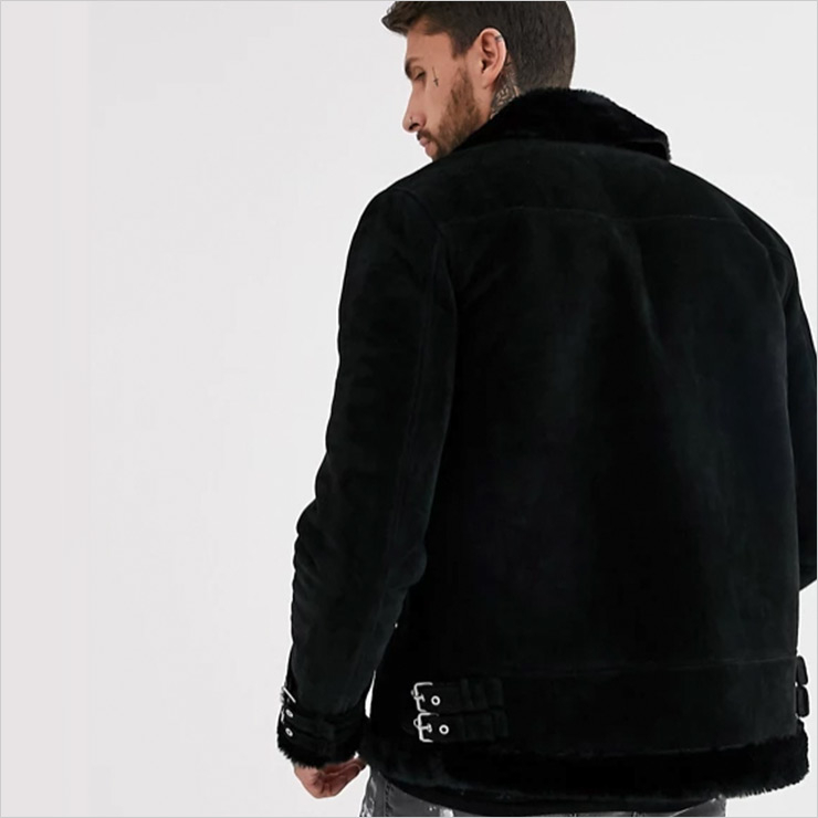 아소스 디자인 블랙 스웨이드 재킷, $236.87