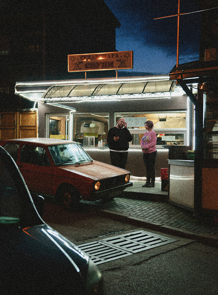 NORTH MACEDONIA. 2020. Veles. Veles street scene at night.