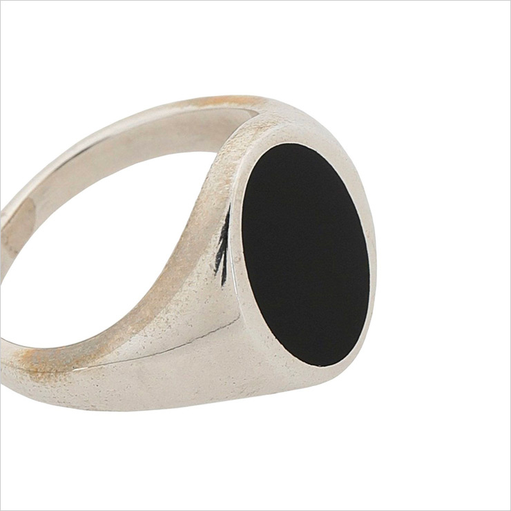 Oval Black Enamel Signet Ring, $97 USD