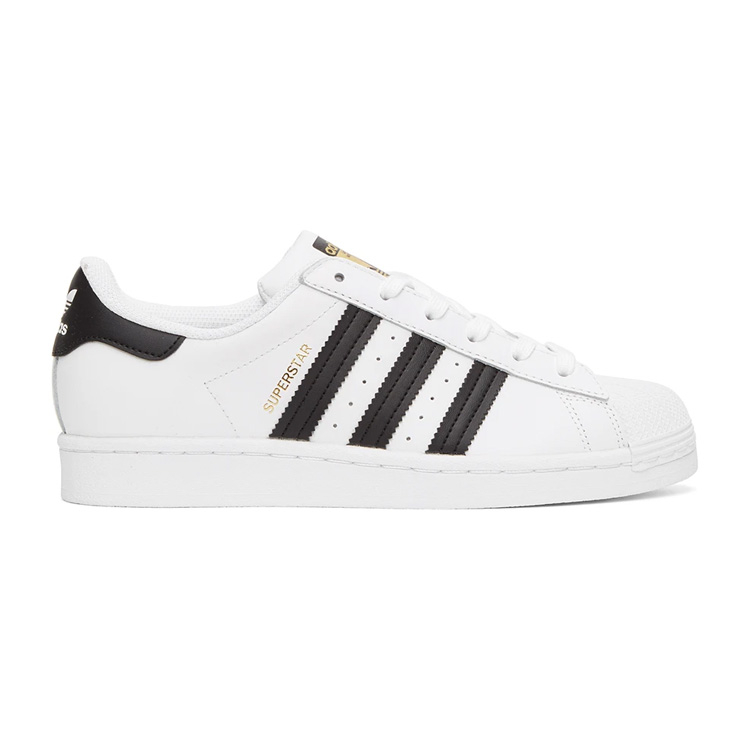 White & Black Superstar Sneakers, $90 USD
