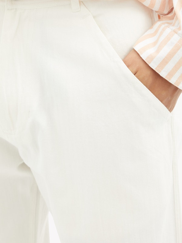 Straight-leg cotton-herringbone trousers, $243 USD