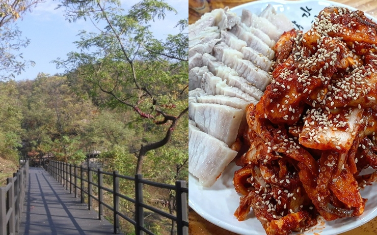 북한산 자락길(좌), 충무칼국수(우)