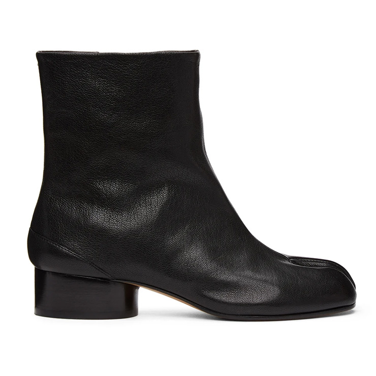 Black Vintage Low Heel Tabi Boots, $1130 USD