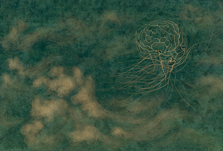‘해리되는 기억’, 이은실 2021, 장지에 수묵 채색, 31x46cm