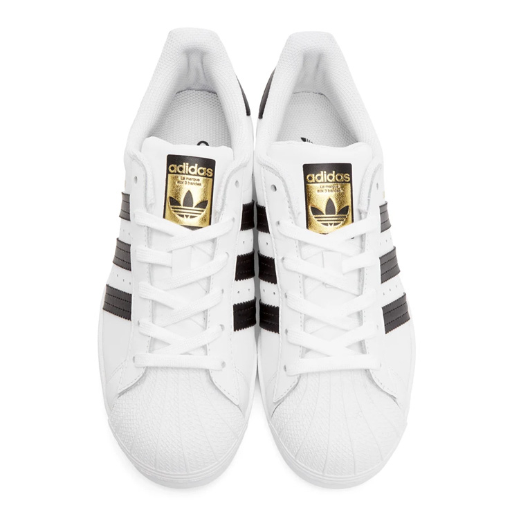 White & Black Superstar Sneakers, $90 USD