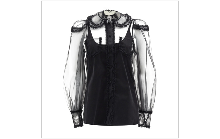 펜디 튤 트리밍 데보레 벨벳 드레스, $1,798 USD