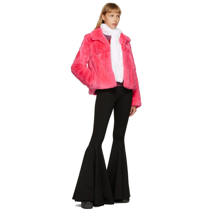 Pink fur crop coat, $1,820 USD