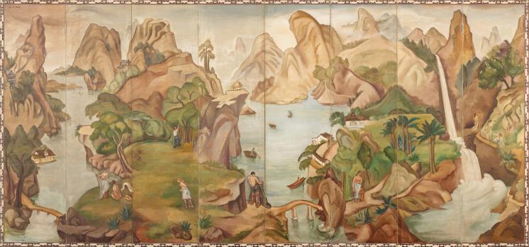 백남순, 낙원, 1936년경, 캔버스에 유채; 8폭 병풍, 173x372cm. / 국립현대미술관 제공