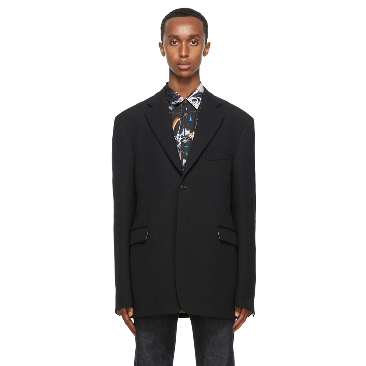 Navy Wool Straight Fit Blazer, $1965 USD