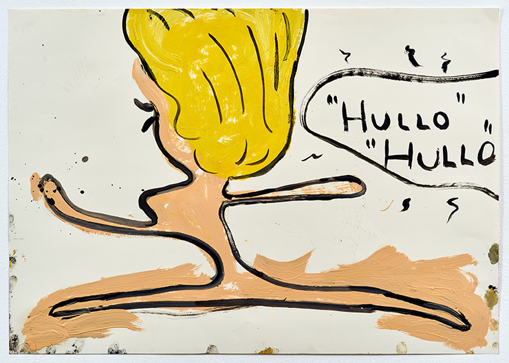 Scissor Girl, Big hair (hullo hullo) 2017 Oil on paper 59.4x84.1 cm Rose Wylie