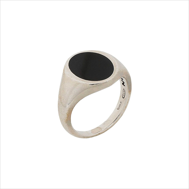 Oval Black Enamel Signet Ring, $97 USD