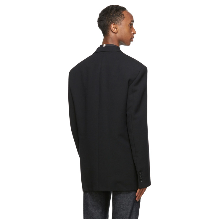 Navy Wool Straight Fit Blazer, $1965 USD
