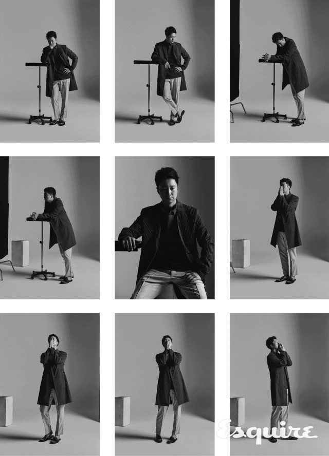 스트라이프 코트 본. 셔츠 코모도. 바지 YMC. 신발 파르팔라 by 유니페어.