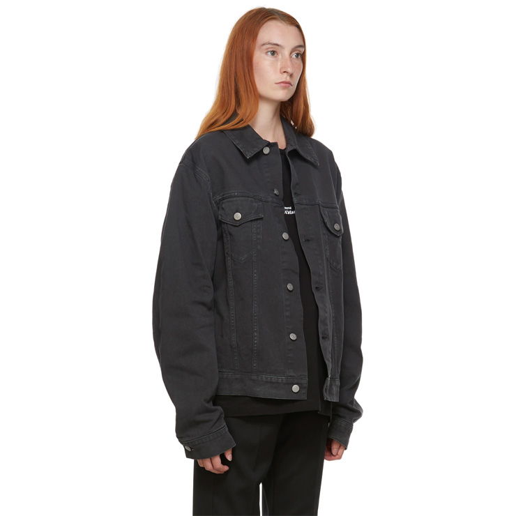 Black Denim Vintage Wash Jacket, $1060 USD