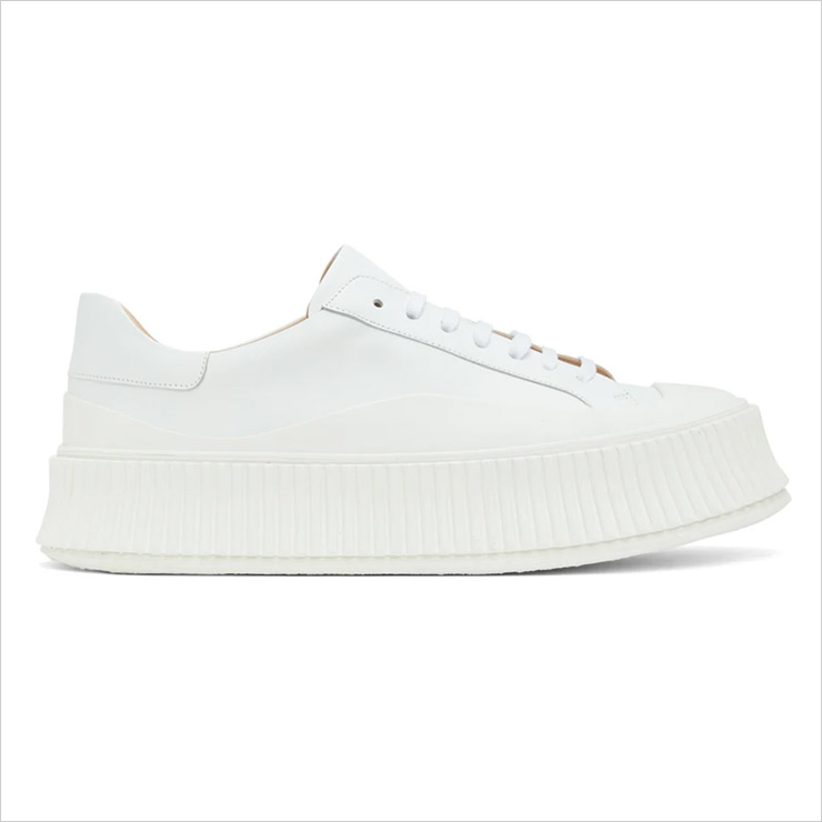 White Leather Platform Sneakers, $680 USD